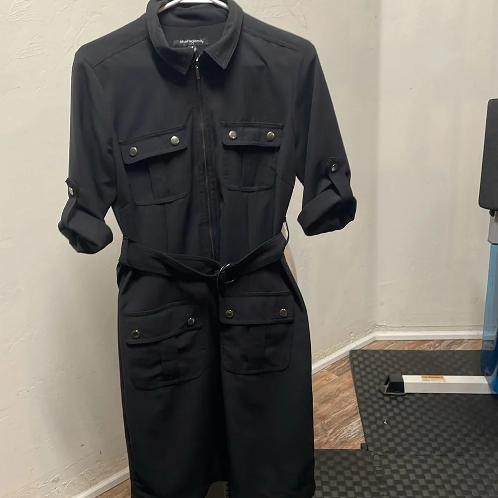 Sharagano black dress with front pockets size 8 - Picture 2 of 7